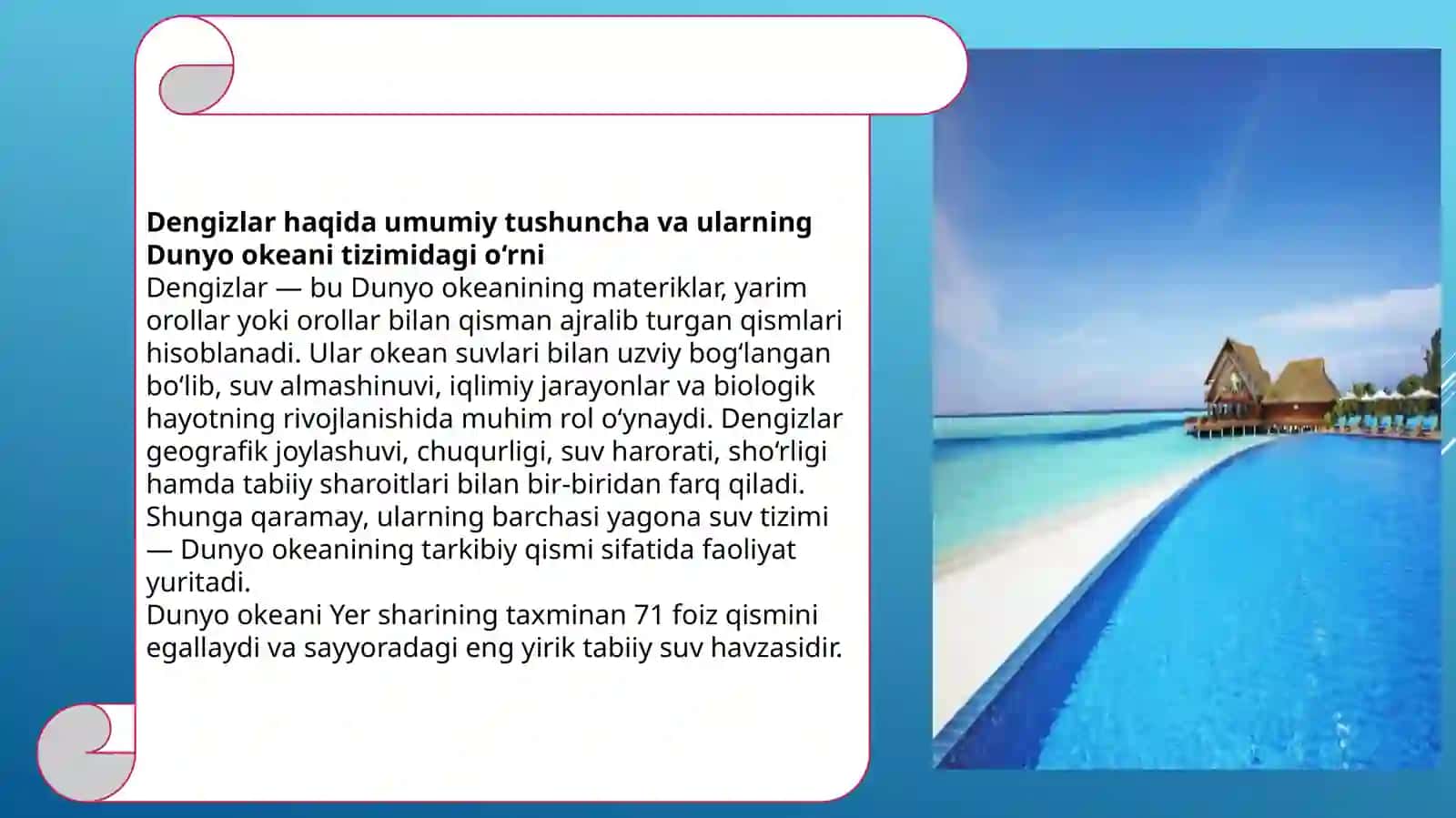 Dengizlar. Uning turlari. Ichki va tashqi dengizlar. Dengizlarni turlari bo'yicha kontur kartada tasvirlash. 4