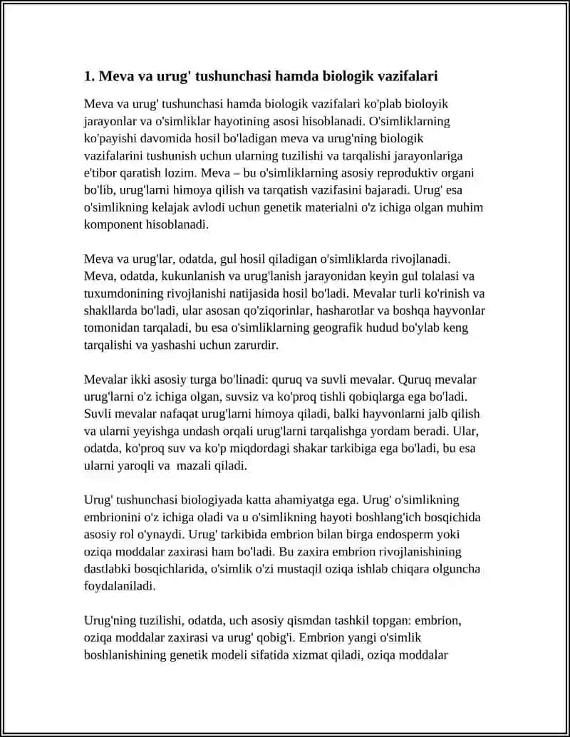 Meva va urug' tushunchasi hamda biologik vazifalari 4