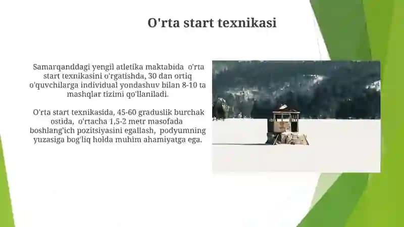 Pastki, O'rta va Yuqori Boshlanishlardan Yugurish Texnikasi 4