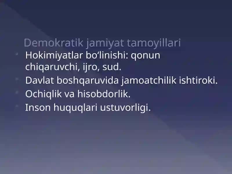 Oʻzbekistonda qonun ustuvorligini taʼminlashning demokratik asoslari. Korrupsiya va unga qarshi kurashishning mazmun-mohiyati 4