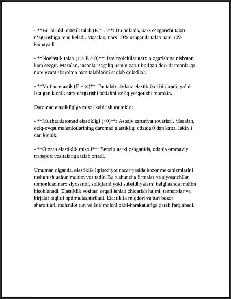 ELASTIKLIK TUSHUNCHASI VA UNING TURLARI 4