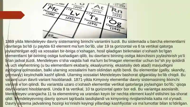 Davriy qonun va davriy sistema,hamda uning ahamiyati 4