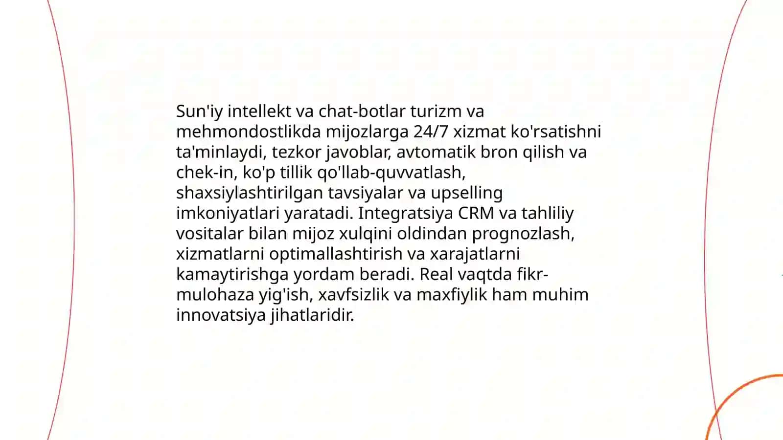 Turizm va mehmondostlikda innovatsiyalarning o'rni va ahamyati ABDULLAYEV HADYATILLOH 4