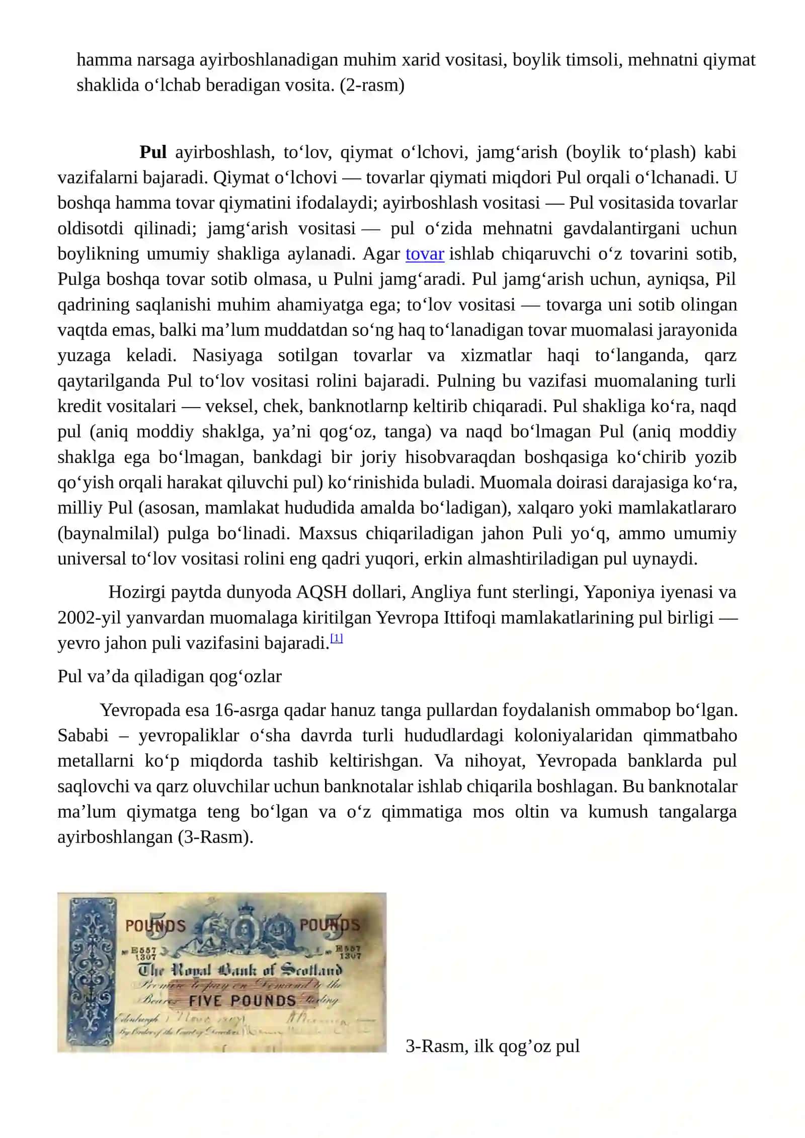 Rаqаmli nаqd pullаr vа ulаrning mаmlаkаtаmizdаgi iqtisоdiy o’rni vа аhаmiyati 4