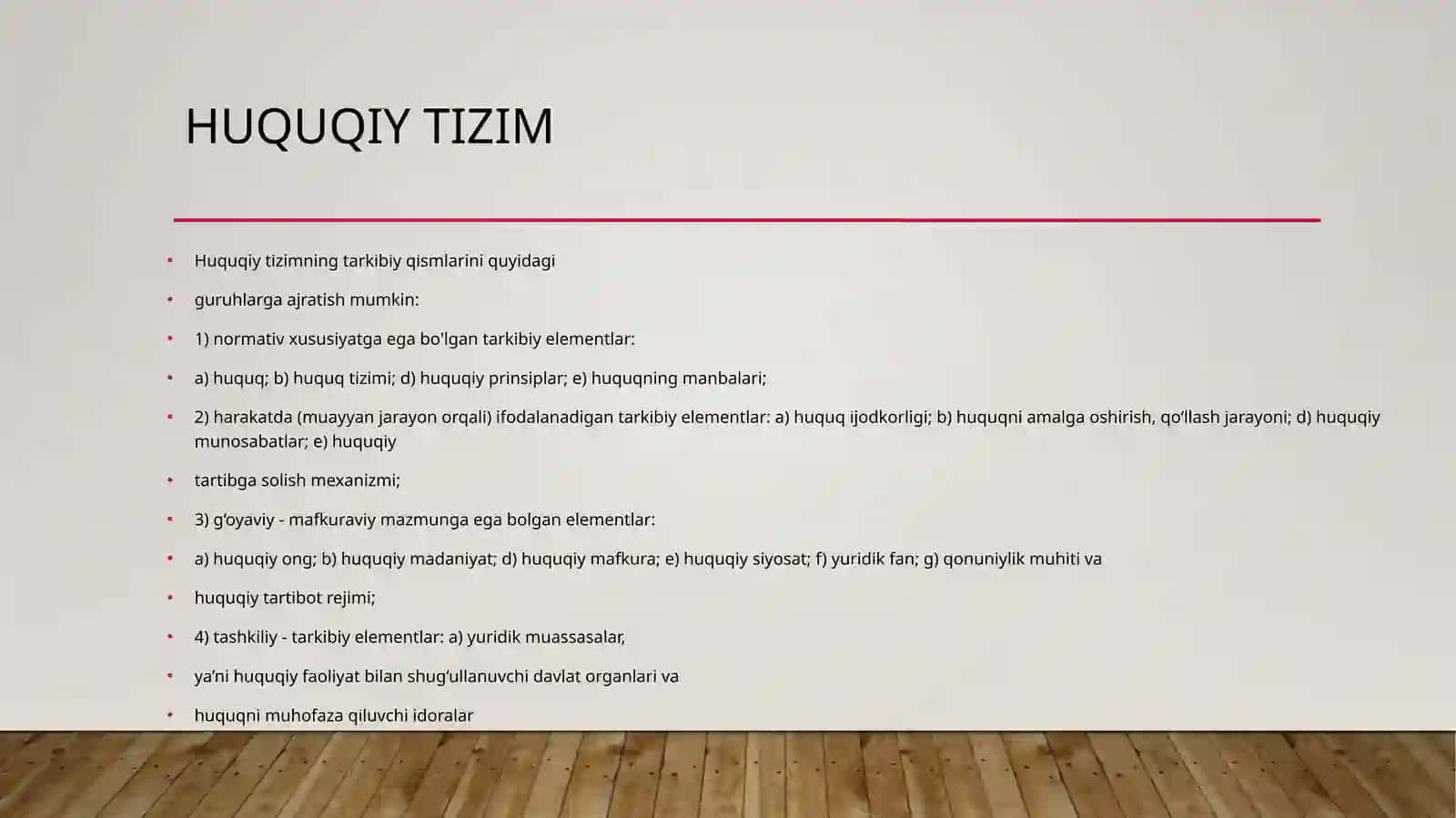 HUQUQ TIZIMI VA HUQUQIY TIZIM 4
