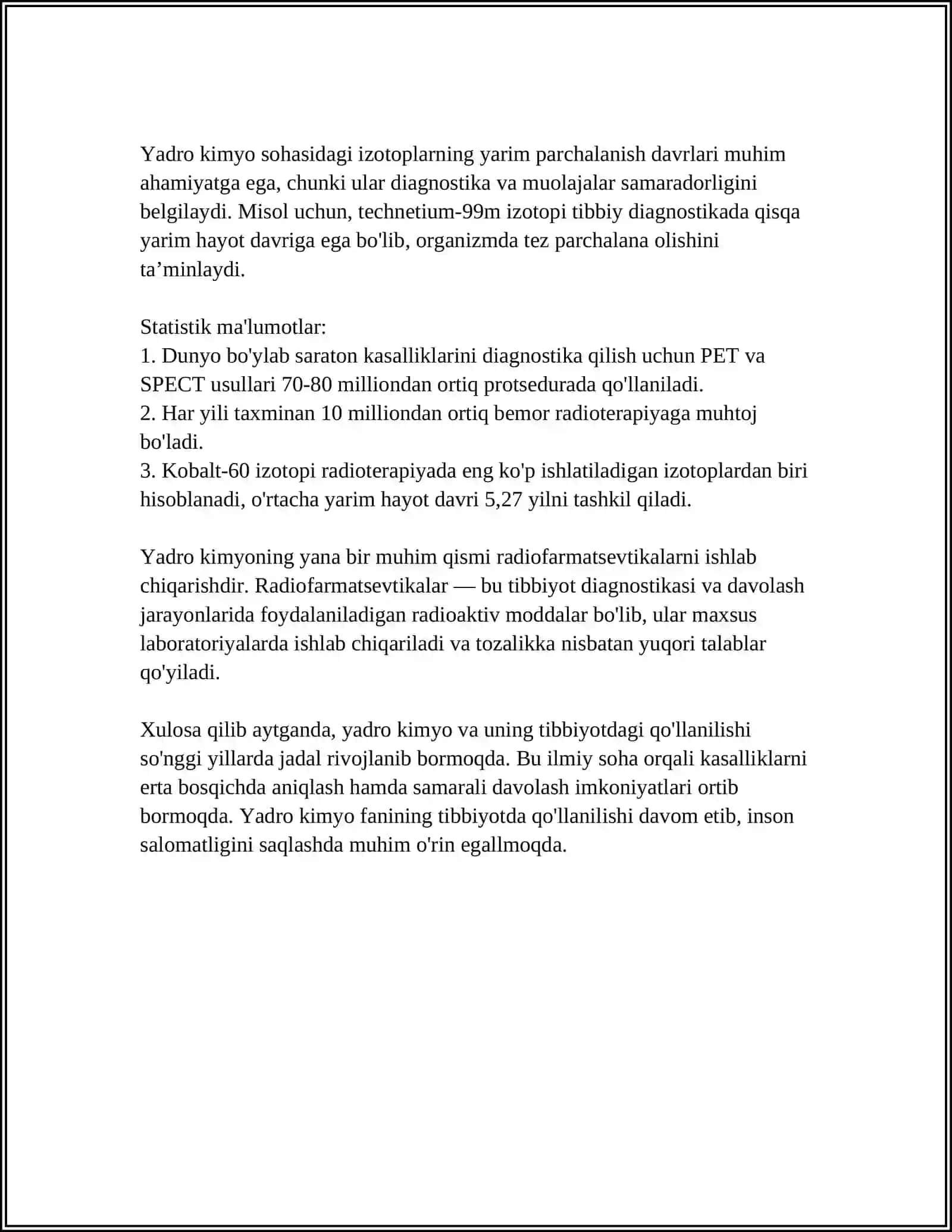 YADRO KIMYONING TIBBIYOTDAGI ORNI 4