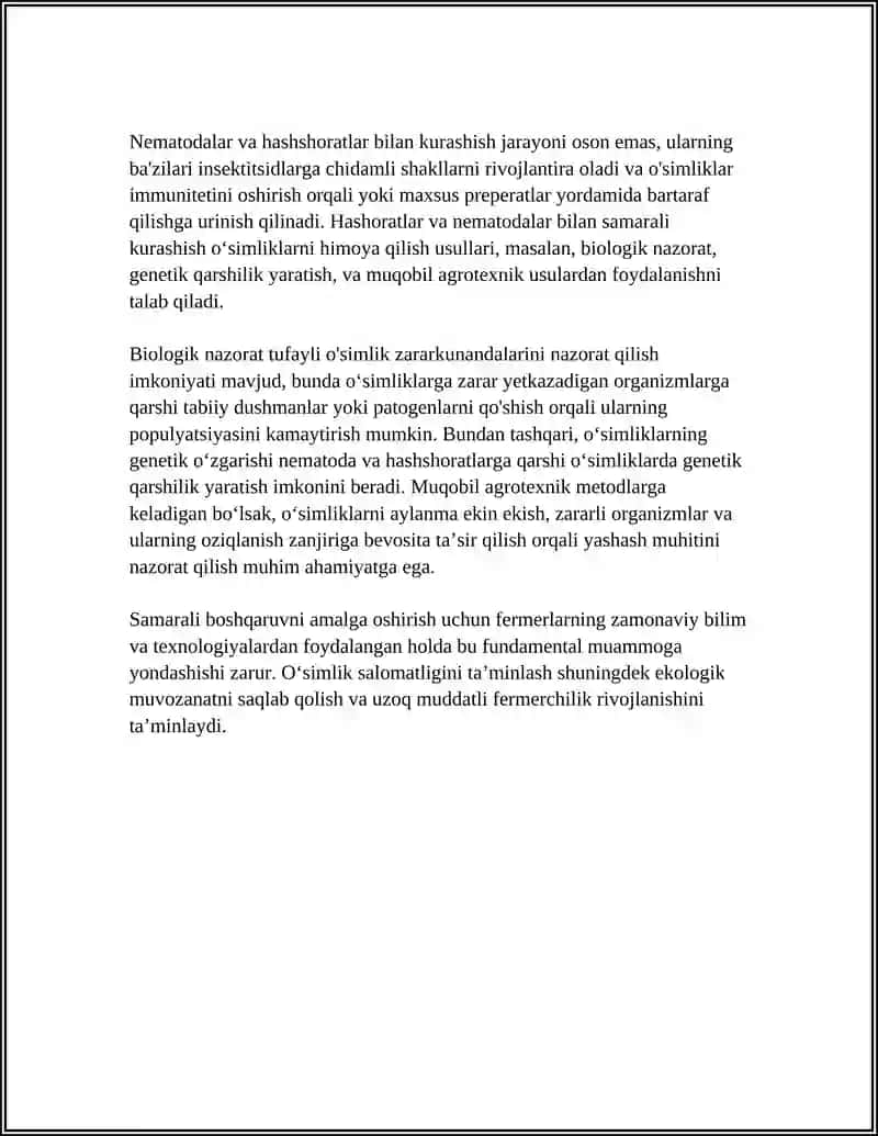 HASHORATLAR VA NEMATODALAR TA'SIRIDA OʻSIMLIKLARNING KASALLANISHI 4