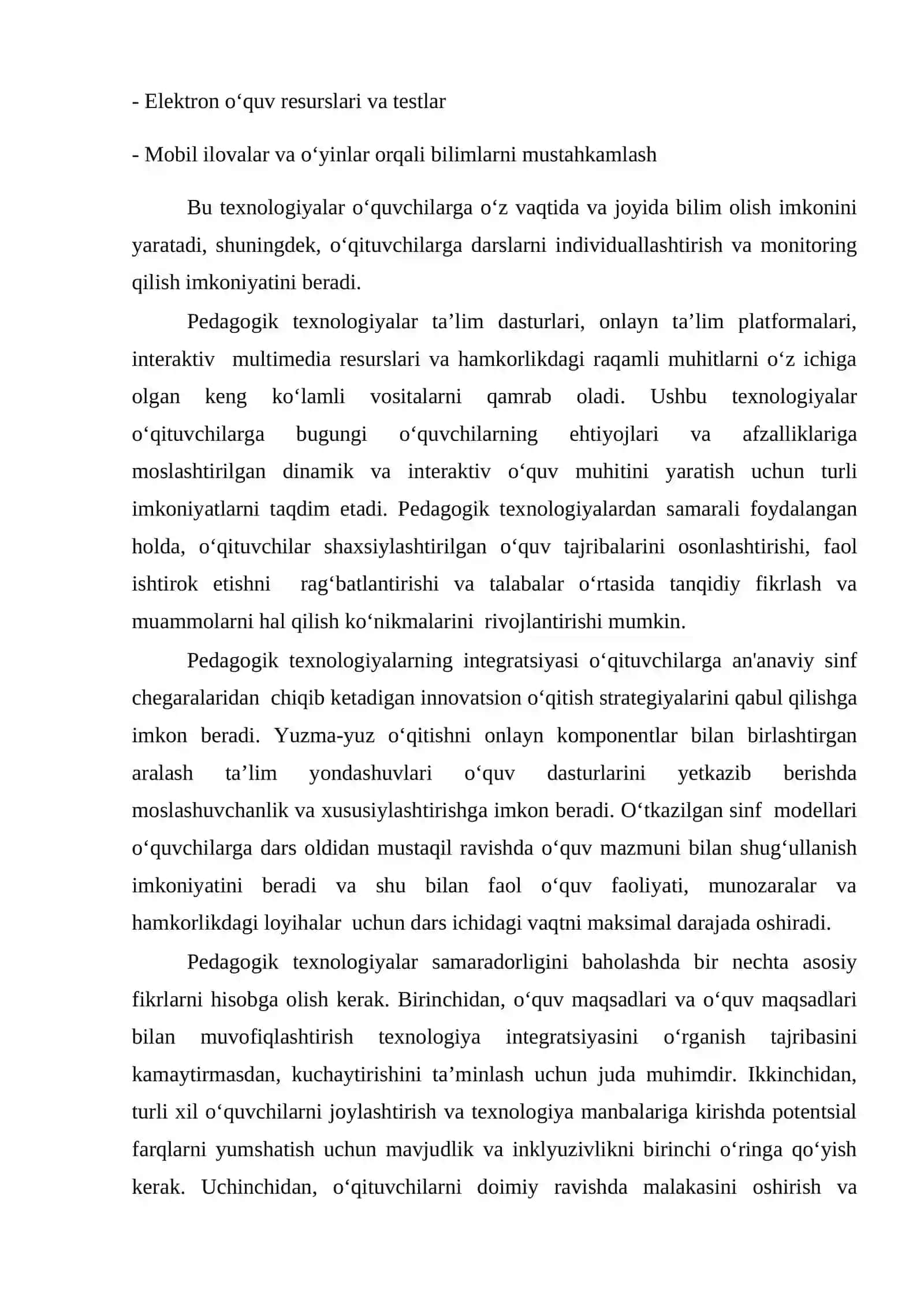 “Zamonaviy pedagogik texnologiyalardan ta’lim jarayonida samarali foydalanishning ahamiyati” 4