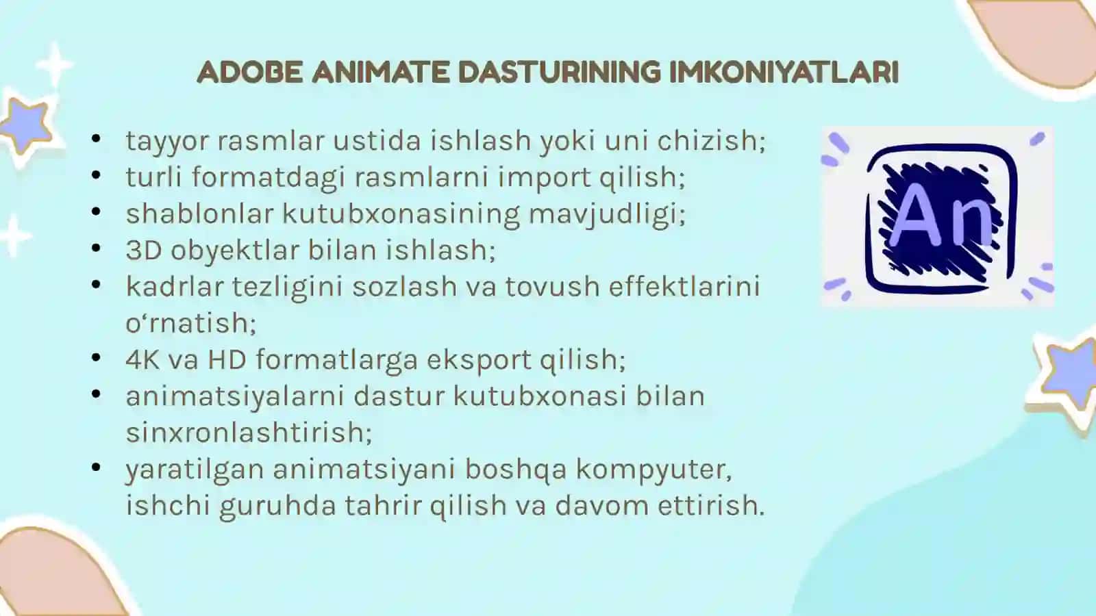 ANIMATSION DASTURLAR VAULARNING IMKONIYATLARI 4