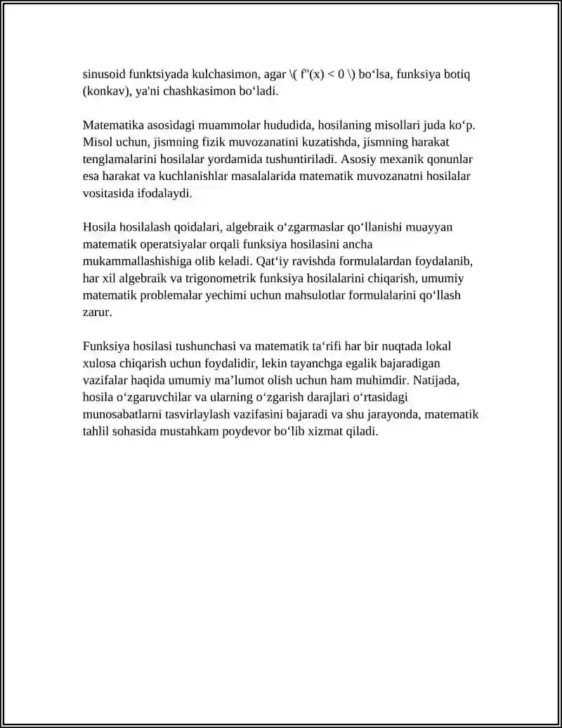 FUNKSIYA HOSILASI. HOSILA YORDAMIDA FUNKSIYANI TEKSHIRISH 4