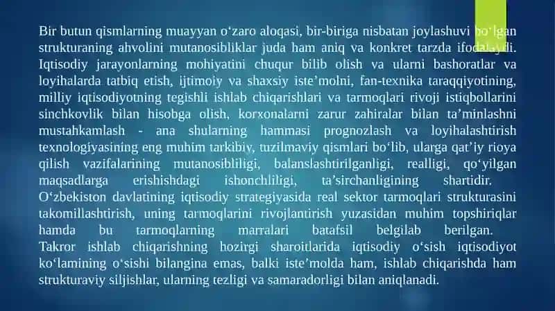 Iqtisodiyotning tarmoq tuzilmasi va tarkibiy siljishlar 4