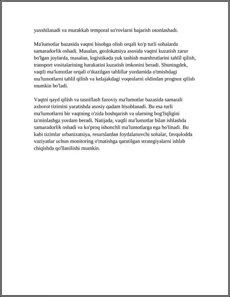 FAZOVIY MA'LUMOTLAR BAZASIDA VAQTNI HISOBGA OLUVCHI KENGAYTMALAR (POSTGIS-TIME) 4