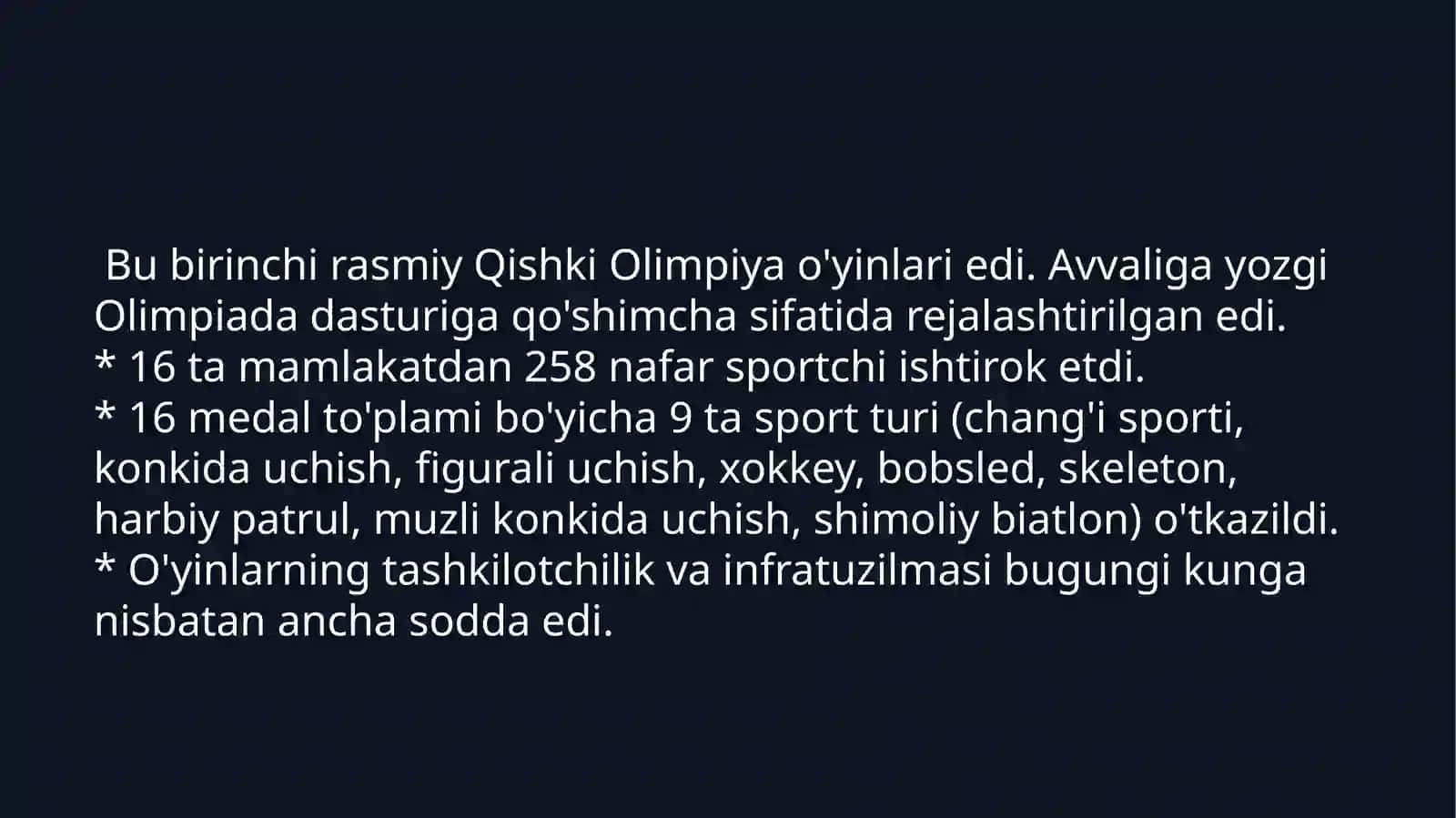 Qishki Olimpiya O'yinlari (1924-1936) 4