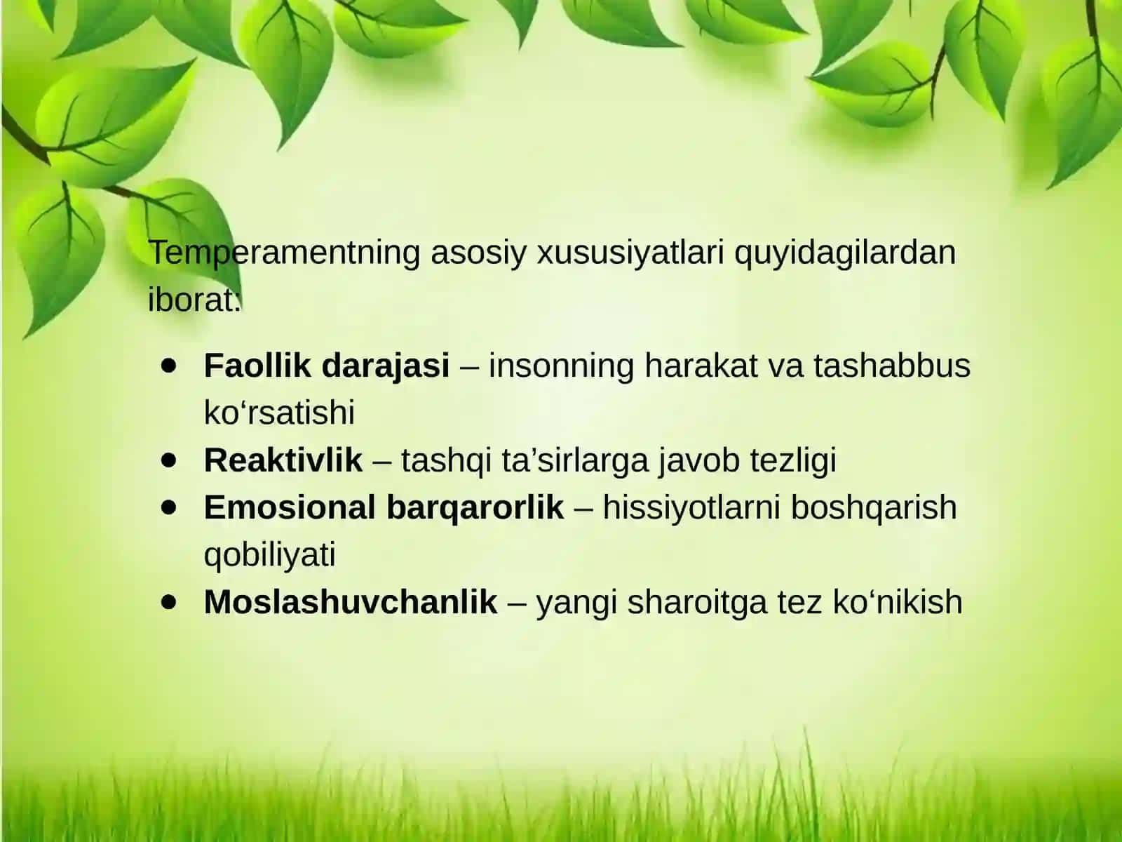 Temperamentni o'rganish (eysenck testi) 4