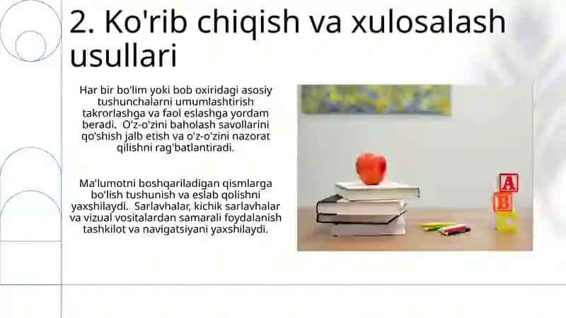 Darslikdagi oʻquv materiallarini tizimlashtirish tamoyillari 4