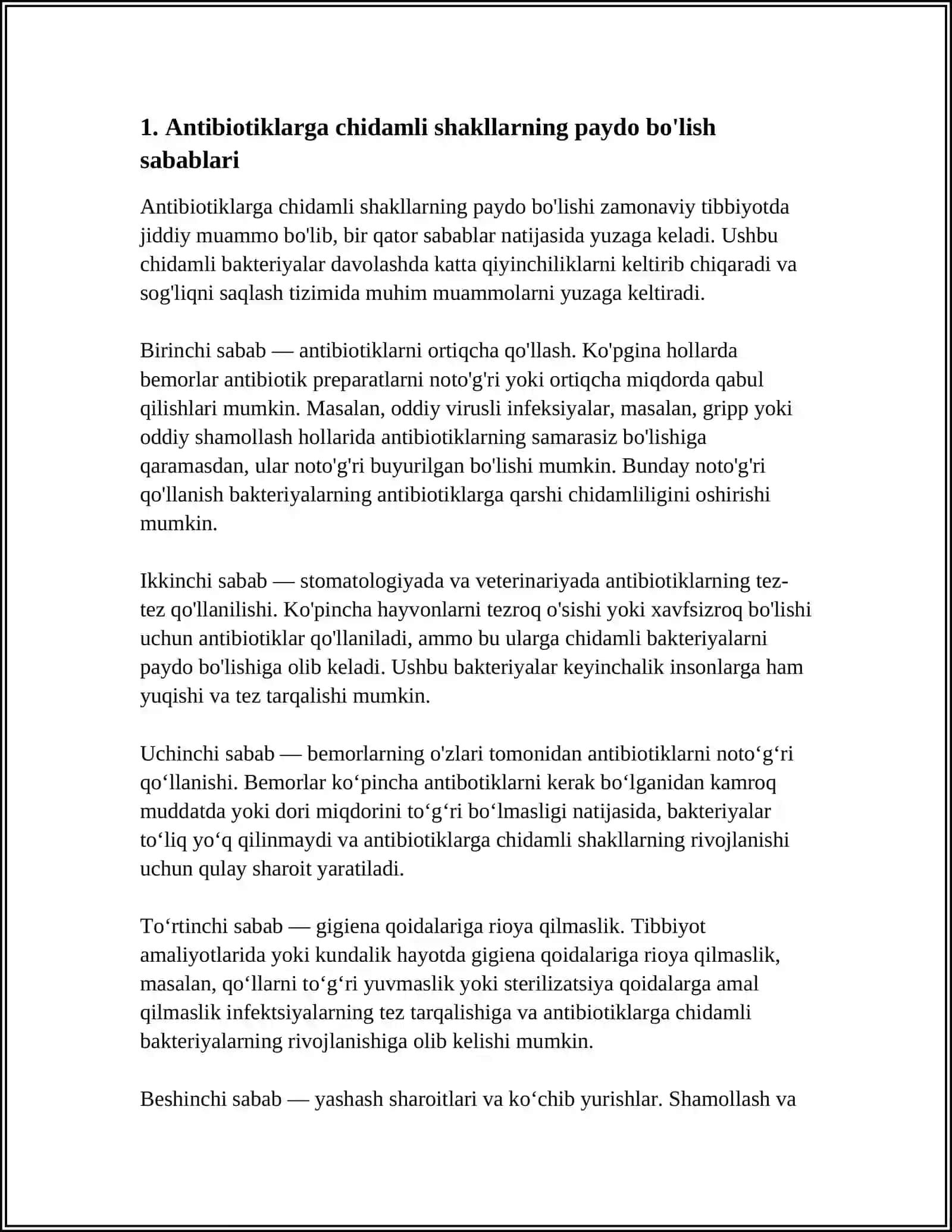 BAKTIRIYANING ANTIBIOTIKLARGA CHIDAMLI SHAKLLARI PAYDO BO'LISHI MEXANIZIMLARI 4