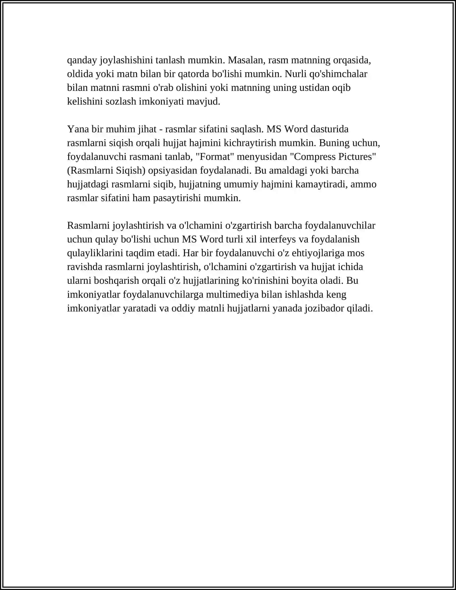 MS WORD DASTURIDA GRAFIK OBYEKTLAR BILAN ISHLASH 4