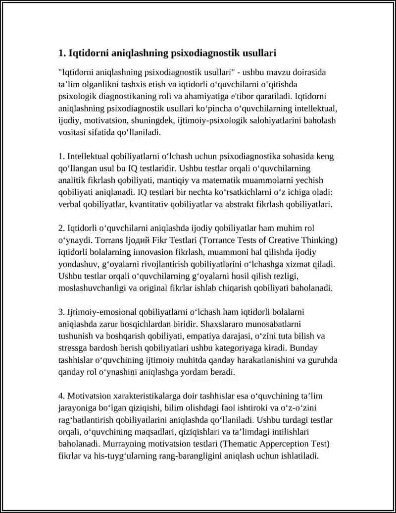 Iqtidorni aniqlashning psixodiagnostik usullari 4