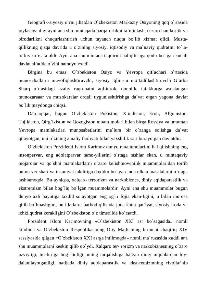 O`zbekiston Respublikasining jahon hamjamiyatiga qo`shilishi 4