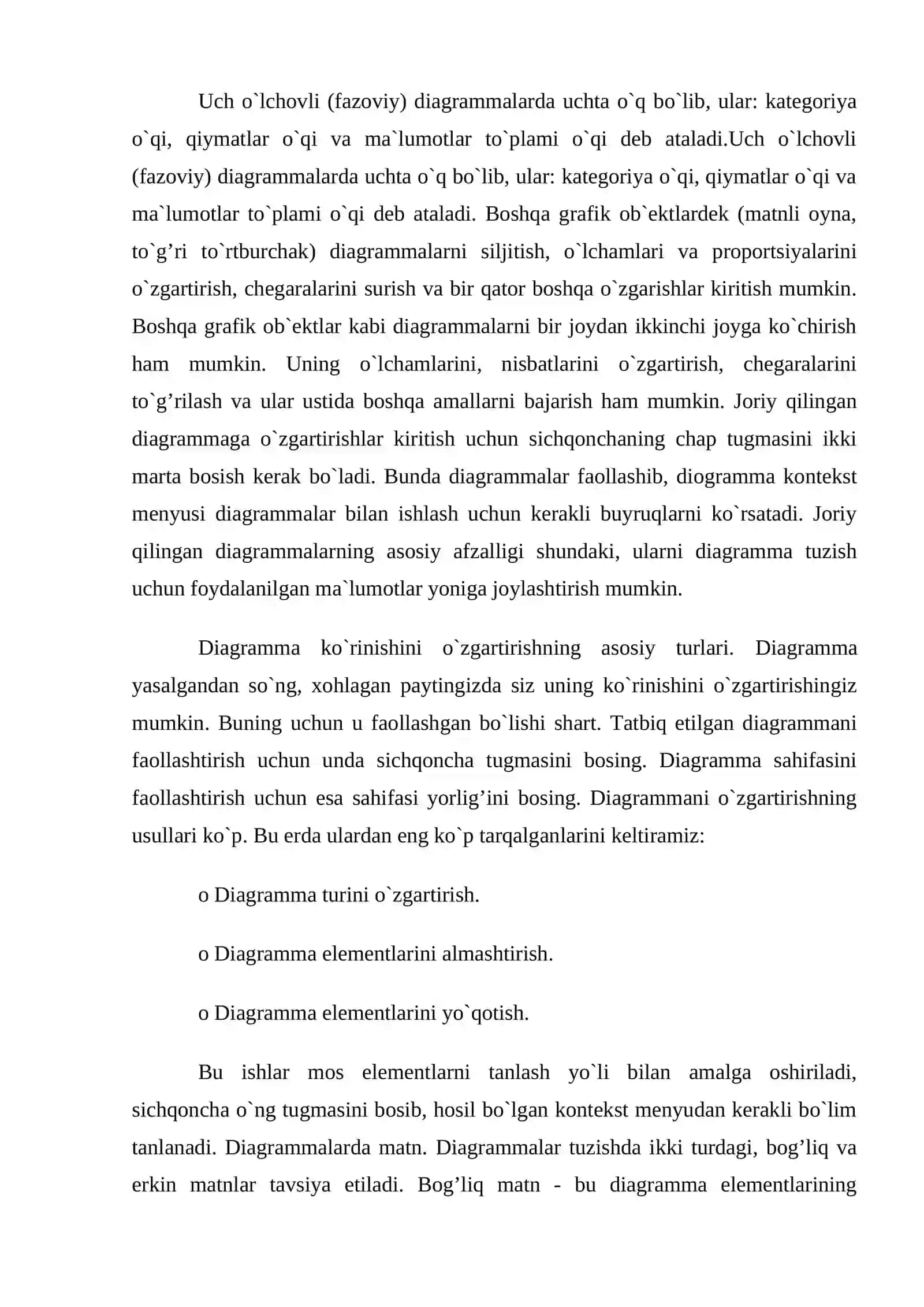 Excel daturida diagrammalar bilan ishlash 4