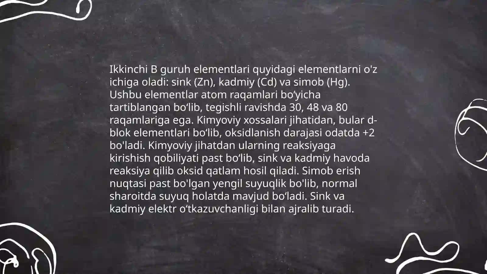 Ikkinchi B guruh elementlari ( HG misolida) 4