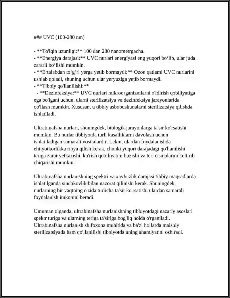 ULTRABINAFSHA NURLANISH ULTRABINAFSHA NURLANISHNING TIBBIYOTDA QO'LLANILISHI 4