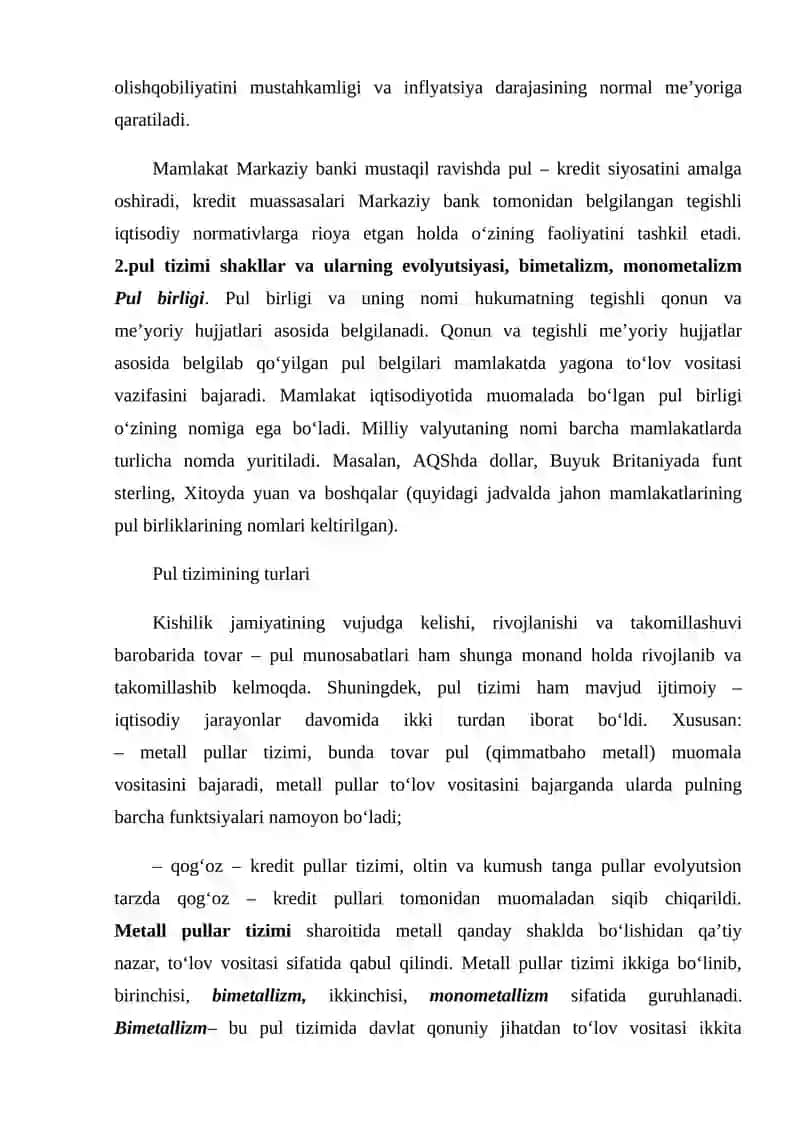 Pul tizimi: mazmuni, turlari va elementlari 4