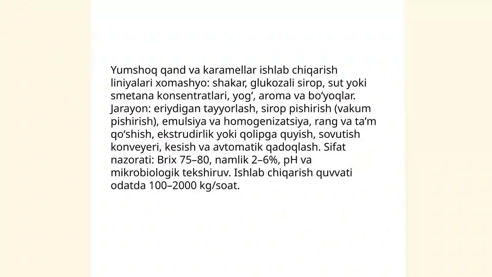 Qattiq qand ishlab chiqarish liniyalari 4