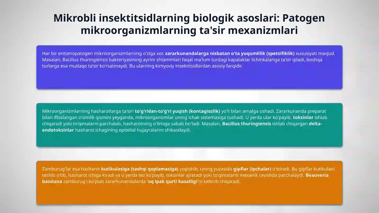 Entomopatogen preperatlar ishlab chiqarish texnologiyasi. Mikrobli
insektitsidlarni olish texnologiyasi 4