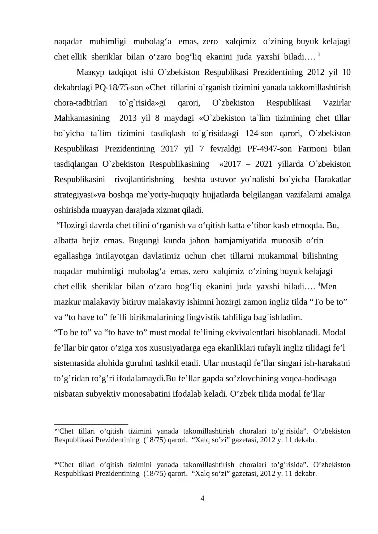Hozirgi zamon ingliz tilida To be to va to have to fe`lli birikmalarining lingvistik tahlili 4