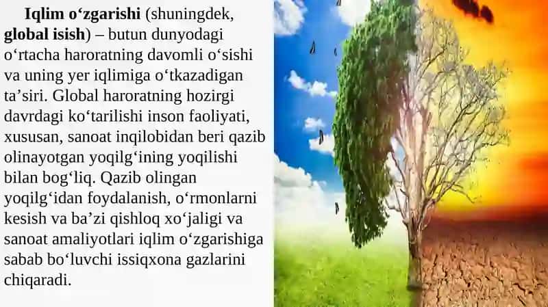 Iqlim o'zgarishini keltirib chiqaruvchi manbalar va omillar. 4