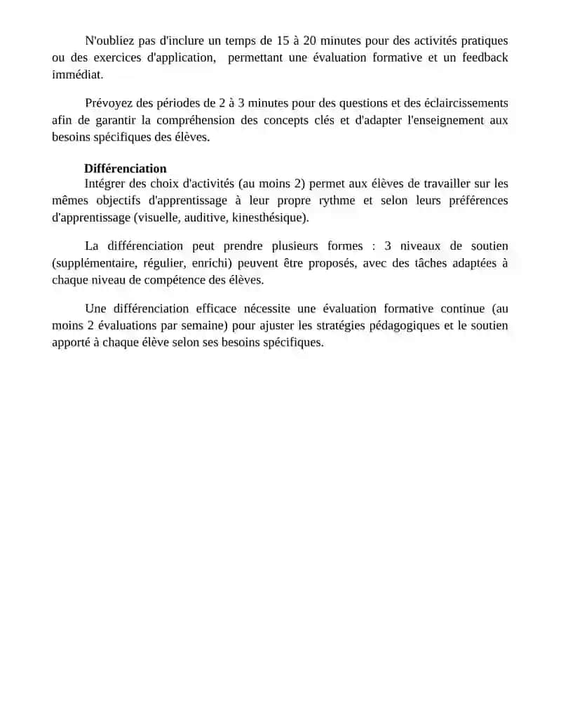 Élaborer un plan de leçon quotidien 4