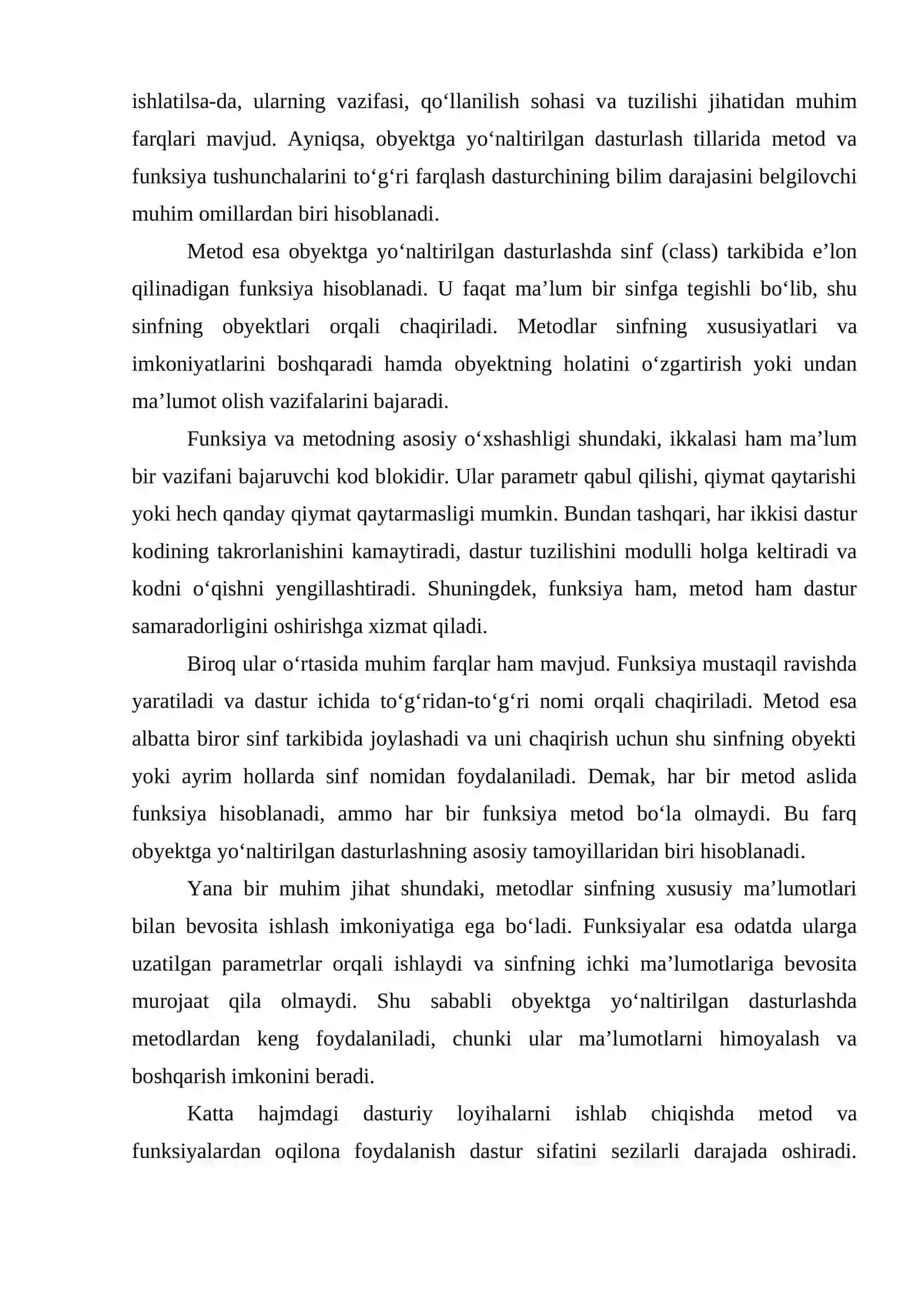 Metodlar va funksiyalarning farqi. C++ dasturlash tilida funksiyaning tasnifi 4