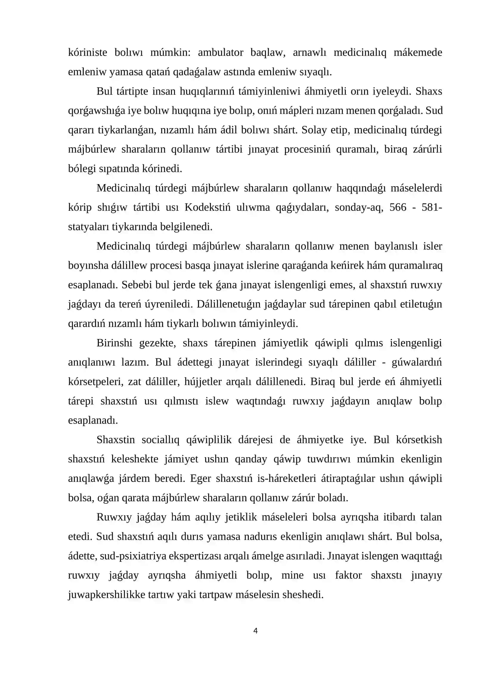 Medicinalıq túrdegi májbúrlew ilajların qollanıw haqqındaǵı islerdi júrgiziw 4