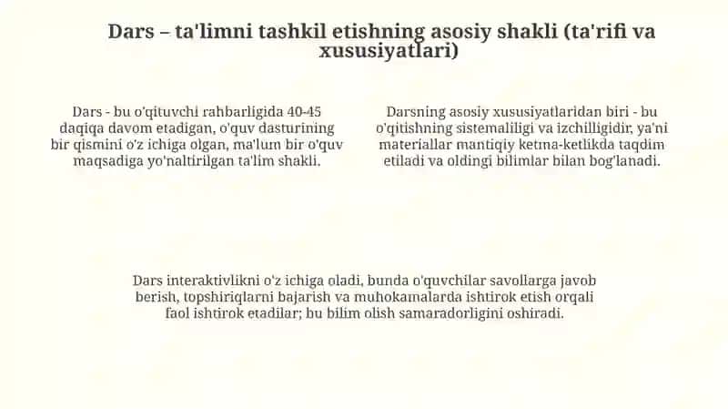 Ta'limni tashkil etish turlari va shakllari 4