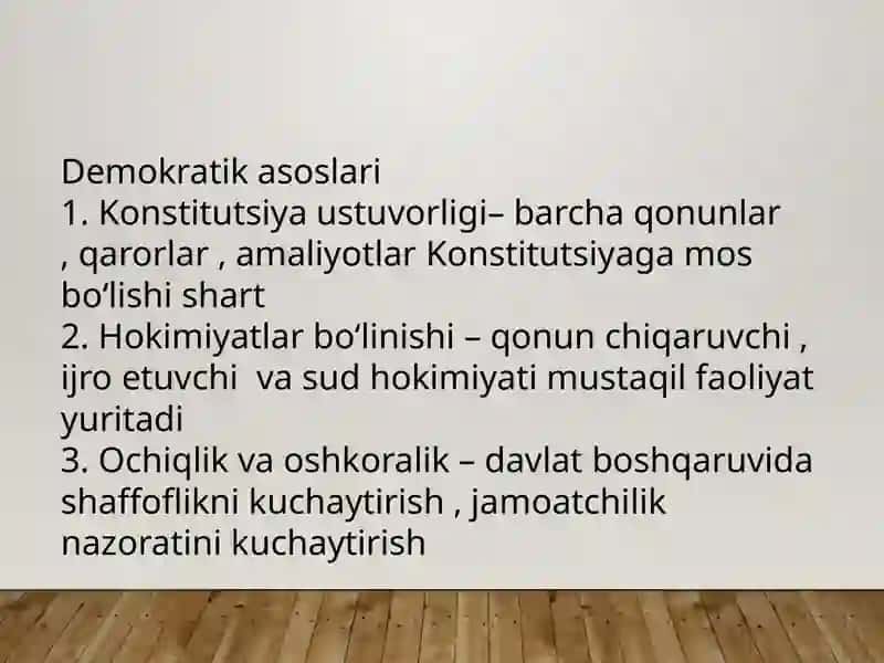 OʻZBEKISTON qonun ustuvorligini taʼminlashning demokratik asoslari. Korrupsiya va unga qarshi kurashishning mohiyati 4