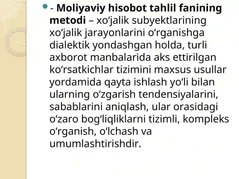 MOLIYAVIYHISOBOTTAHLILINING METODI VA USULLARI 4