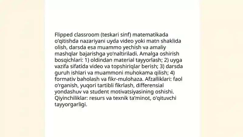 Matematikaga oʻrgatishning zamonaviy metodlari 4