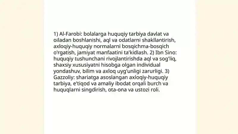 Sharq mutaffakirlarining bolalarga huquqiy tarbiya berish haqida qarashlari 4