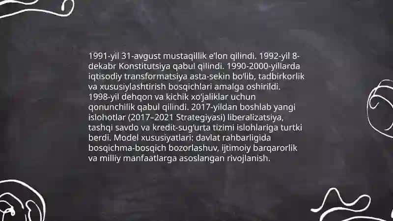 Taraqqiyotning '' O'zbek modeli '' 4