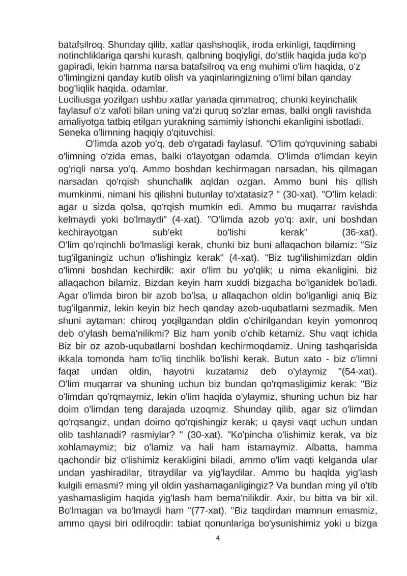Senekaning "Luciliyaga axloqiy maktublar"ni 4