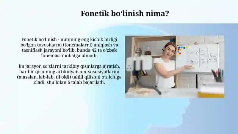 Nutqning fonetik bo'linishi: Asosiy tushunchalar 4