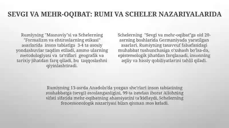 Jaloliddin Rumiy va M.Shelerning inson tabiatiga oid qarashlarini tahlil etish 4