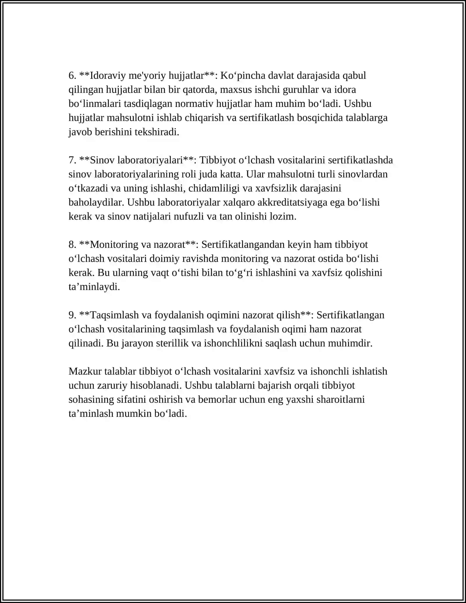 Tibbiyot o‘lchash vositalarining sertifikatlash talablari 4