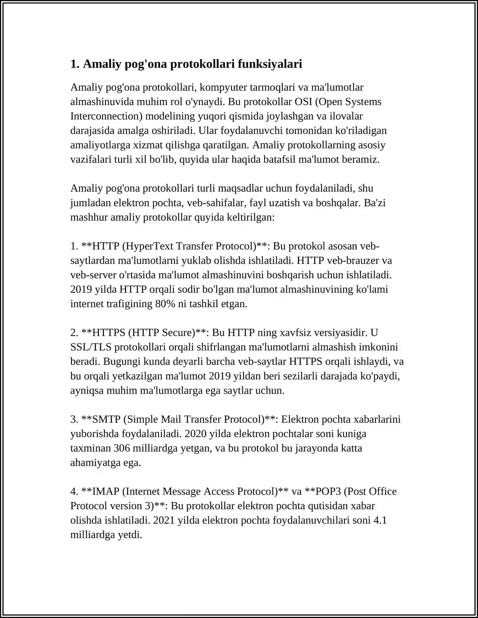 AMALIY POG`ONA PROTOKOLLARI. FUNKSIYALARI BOOTP.DHCP.DNS 4