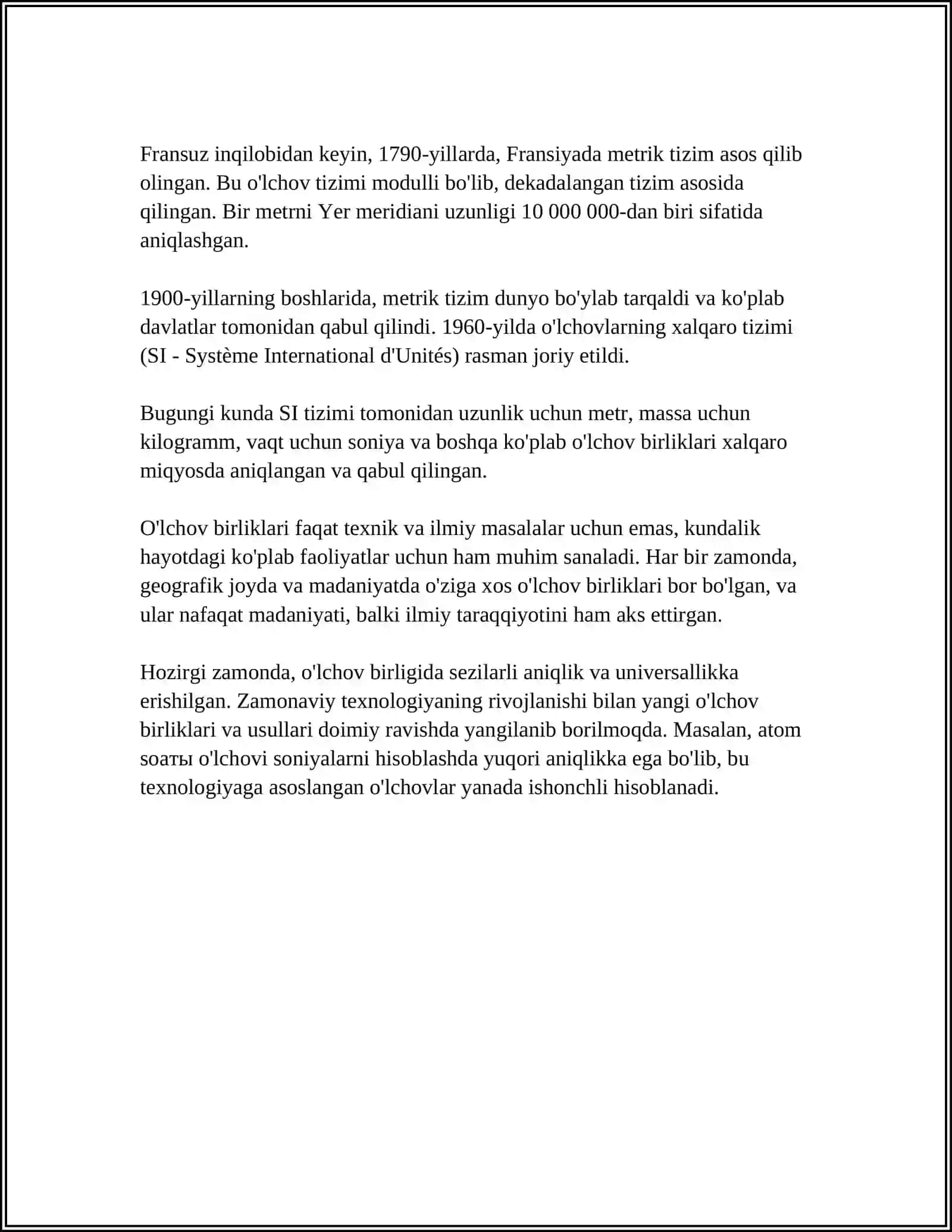 O'LCHAMSIZ KATTALIKLARINI O'RGANISH 4