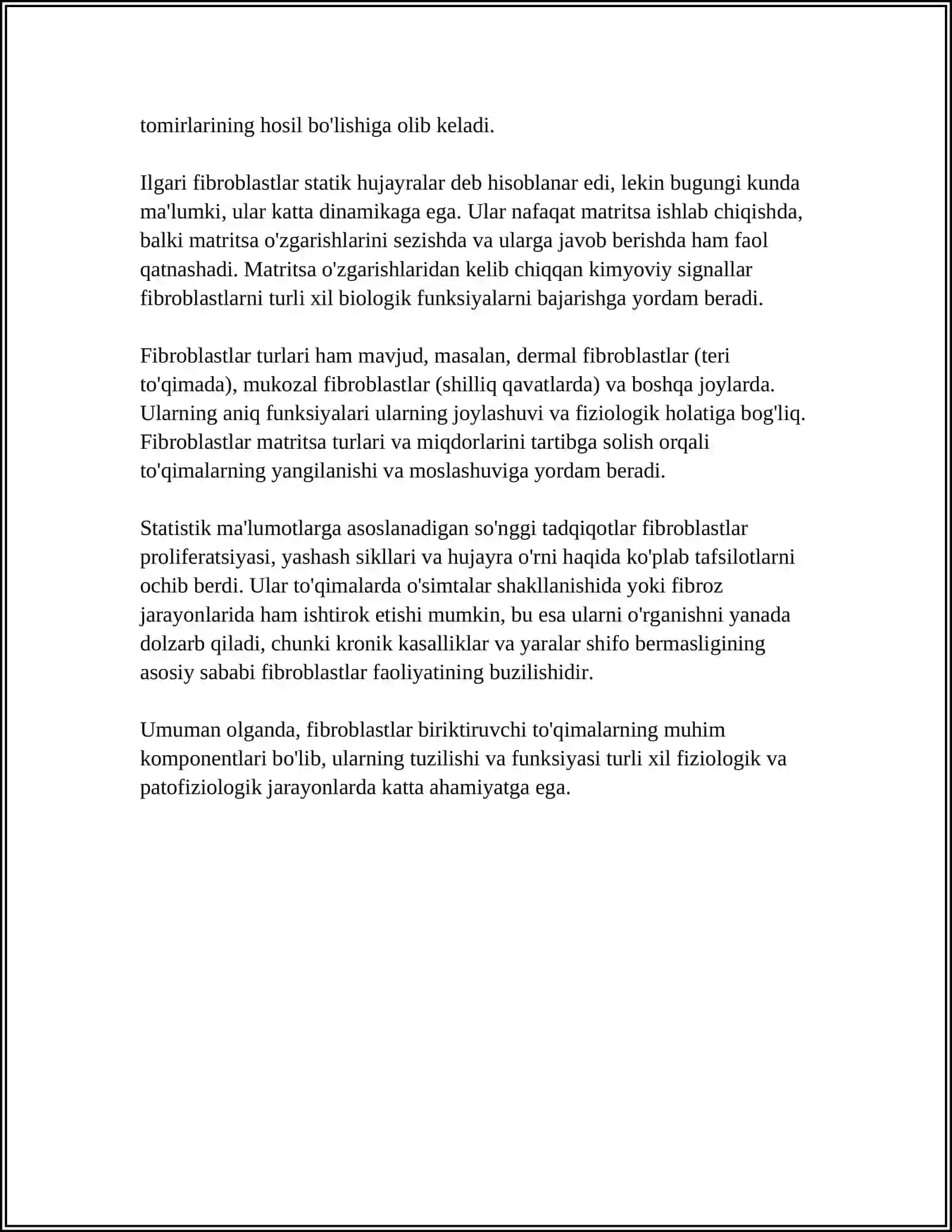 FIBROBLASTLARNING JAROHATNING BITISHI VA CHANDIQ HOSIL BO'LISHIDAGI ROLI 4