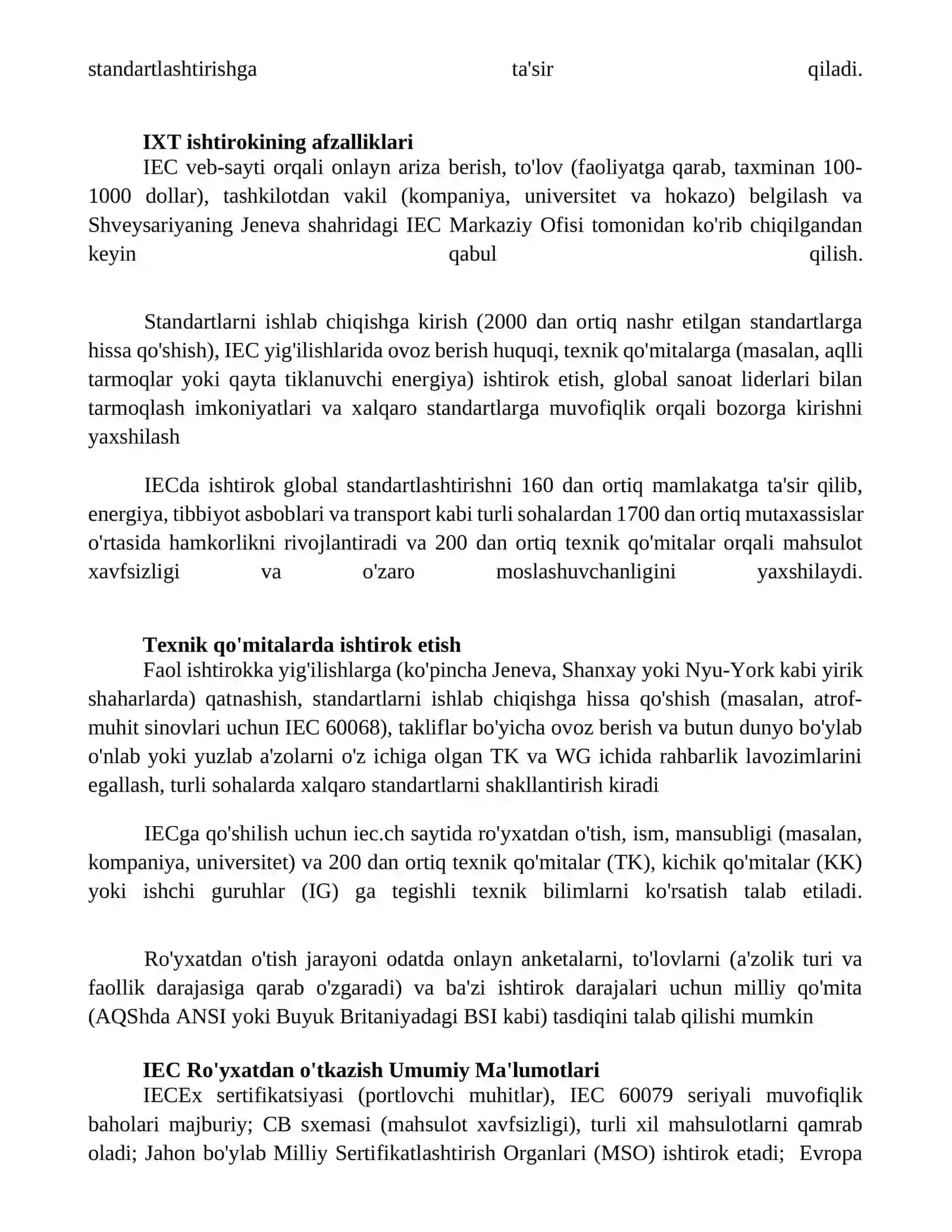 Xalqaro elektro texnika komissiyasi (IES)faoliyati davlat ro‘yxatidan o‘tkazish tartibi 4