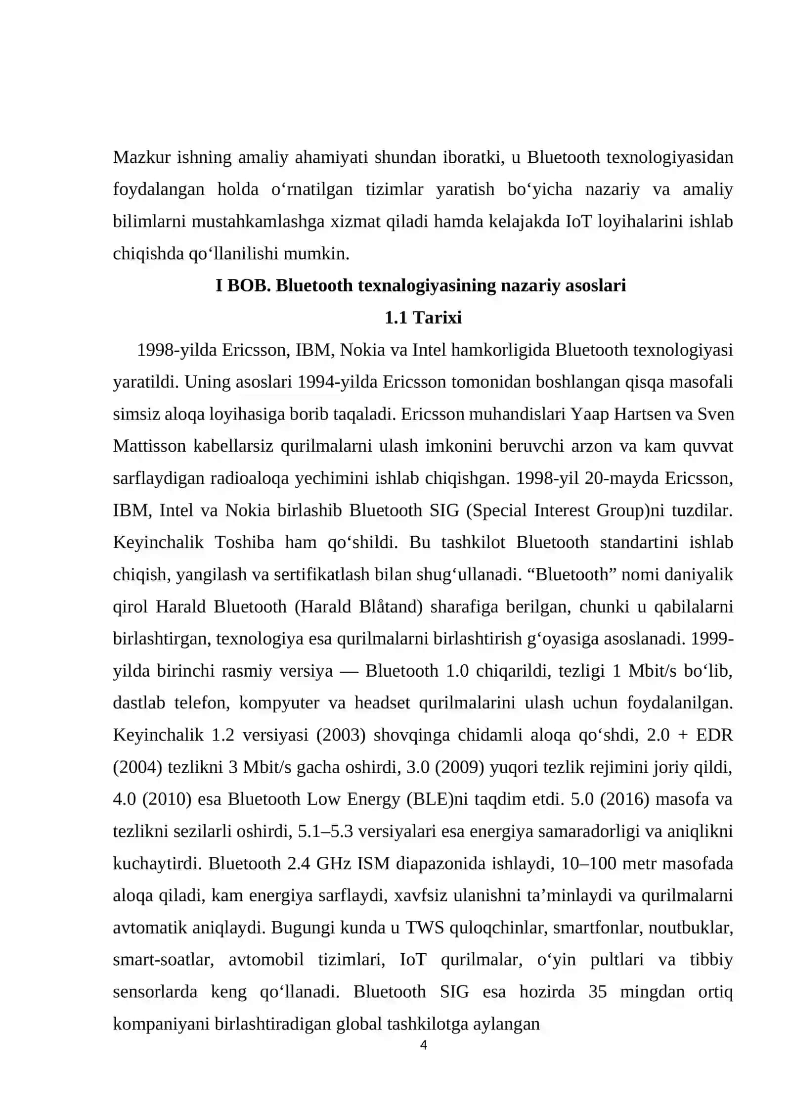 Bluetooth texnologiyasi 4