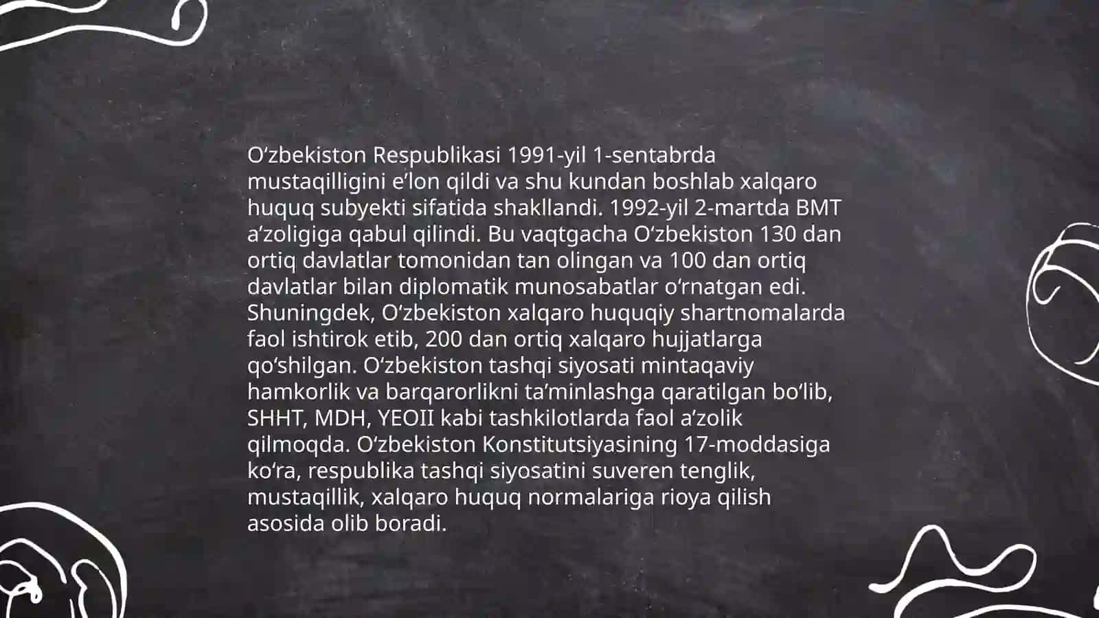 O‘zbekiston Respublikasi Tashqi siyosatining konstitutsiyaviy asoslari 4
